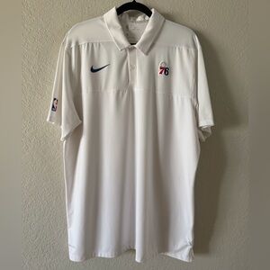 NBA Philadelphia 76ers White Short Sleeve Polo Shirt Men’s XL Basketball “Flaw“